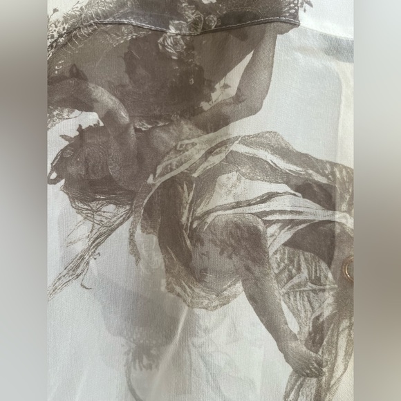 BURBERRY Amelie Bow neck Angel print Mulberry silk sheer long sleeve blouse - Picture 14 of 17